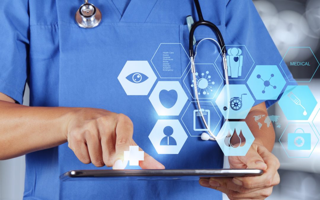 Medicine doctor hand working with modern computer interface